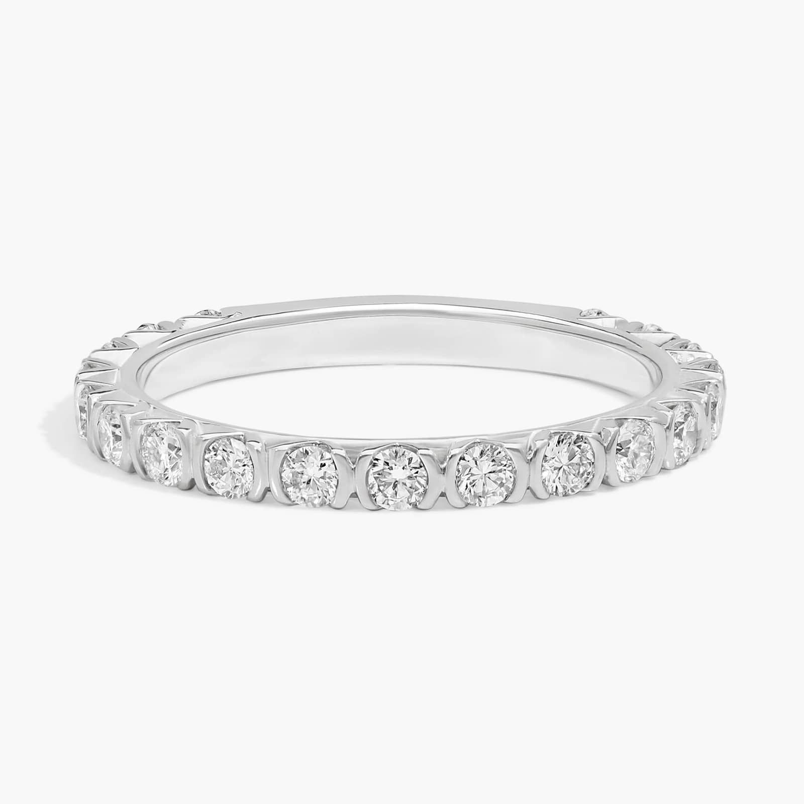 Bezel Wedding Ring with 0.5 CTW Round Cut Diamonds in 14K White Gold