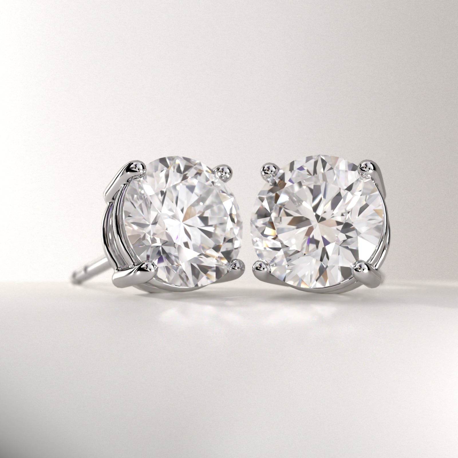 Four Prong Stud Earrings In 14K White Gold (Setting) 2