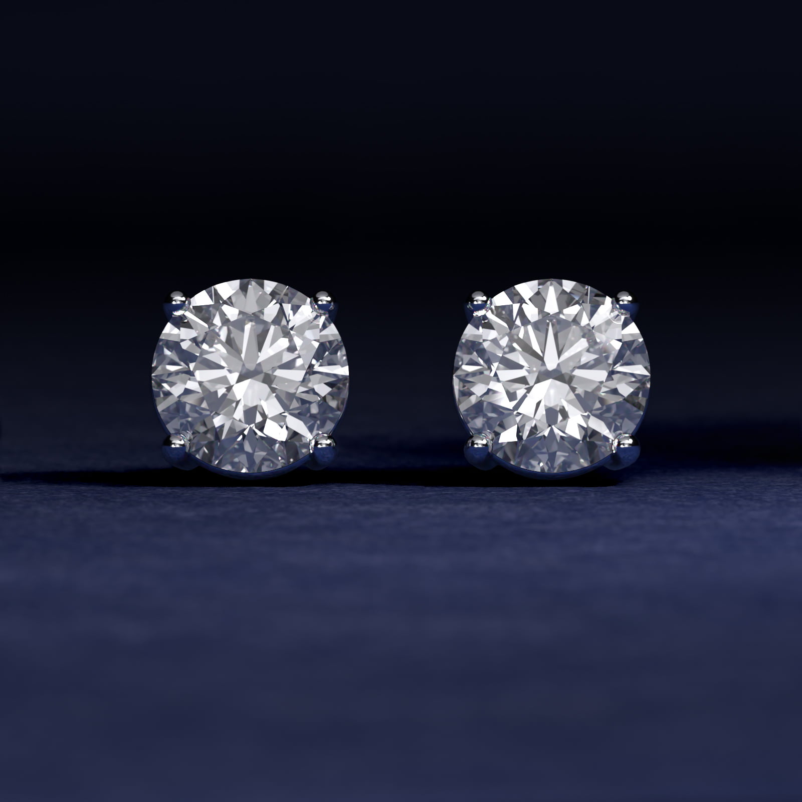 Four Prong Stud Earrings In 14K White Gold (Setting) 3