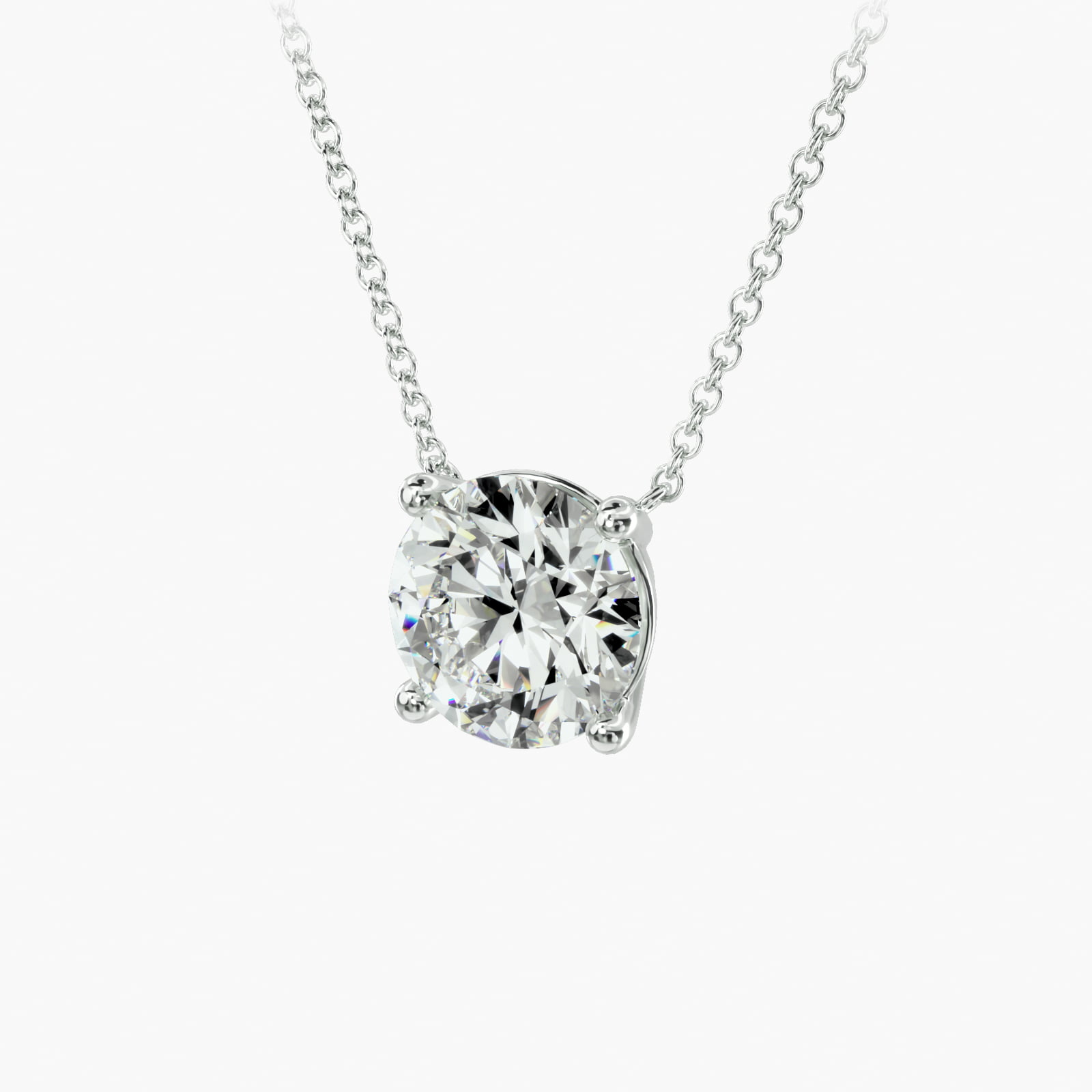 Four Prong Basket Solitaire Diamond Pendant In Platinum (Setting)