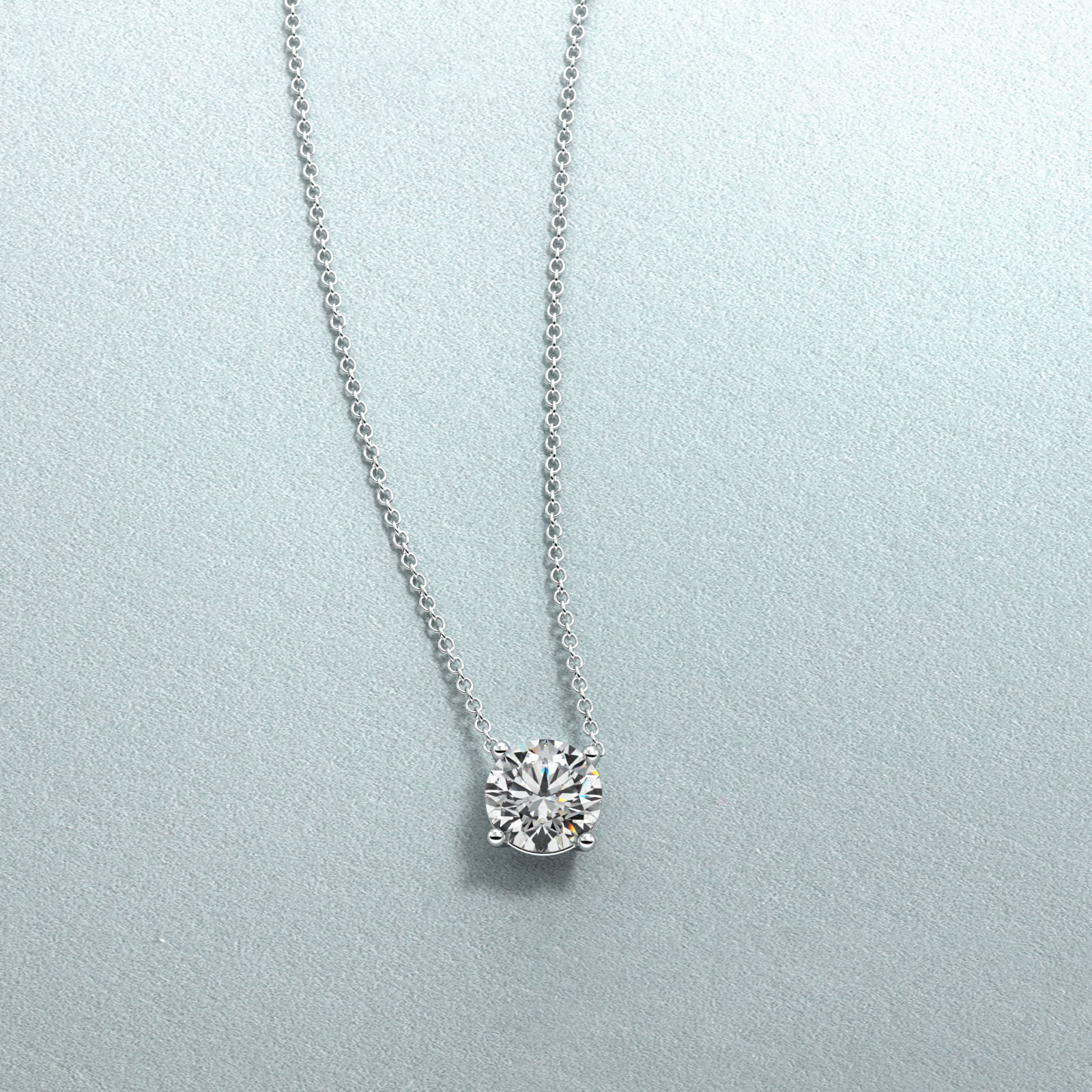 Four Prong Basket Solitaire Diamond Pendant In Platinum (Setting) 3