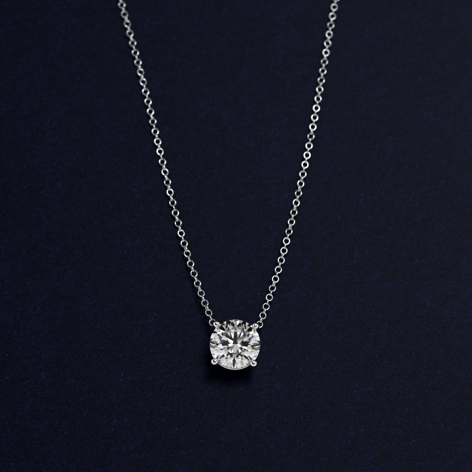 Four Prong Basket Solitaire Diamond Pendant In Platinum (Setting) 2