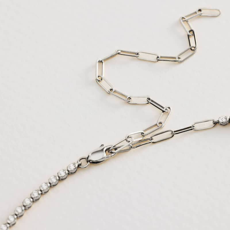 Mini Half Tennis Necklace With 2CTW Round Cut Diamonds In 14K Yellow Gold 3