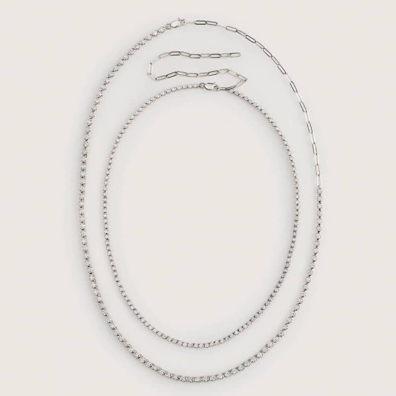 Mini Half Tennis Necklace With 2CTW Round Cut Diamonds In 14K Yellow Gold 4