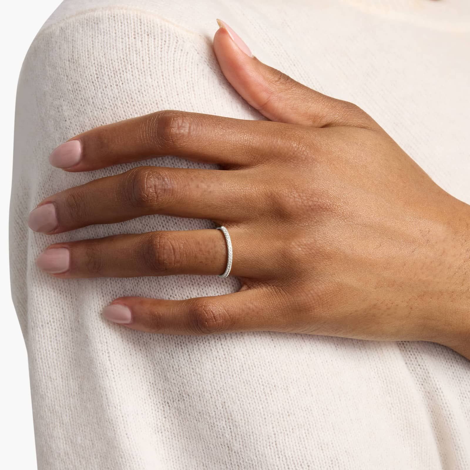 Petite Micropavé Diamond Ring in Platinum (1/10 ct. tw.) 4