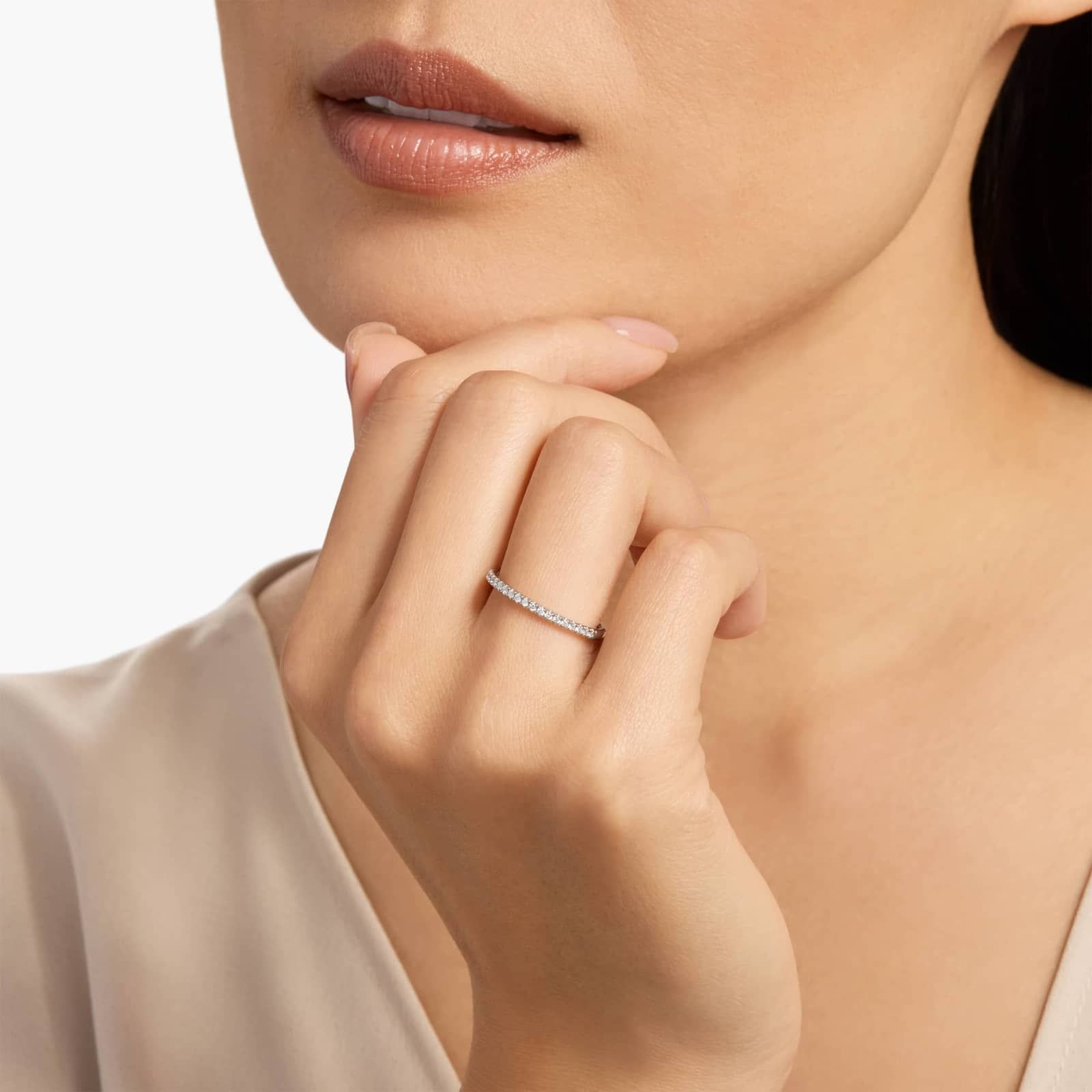 Riviera Pavé Diamond Ring in Platinum (1/4 ct. tw.) 3