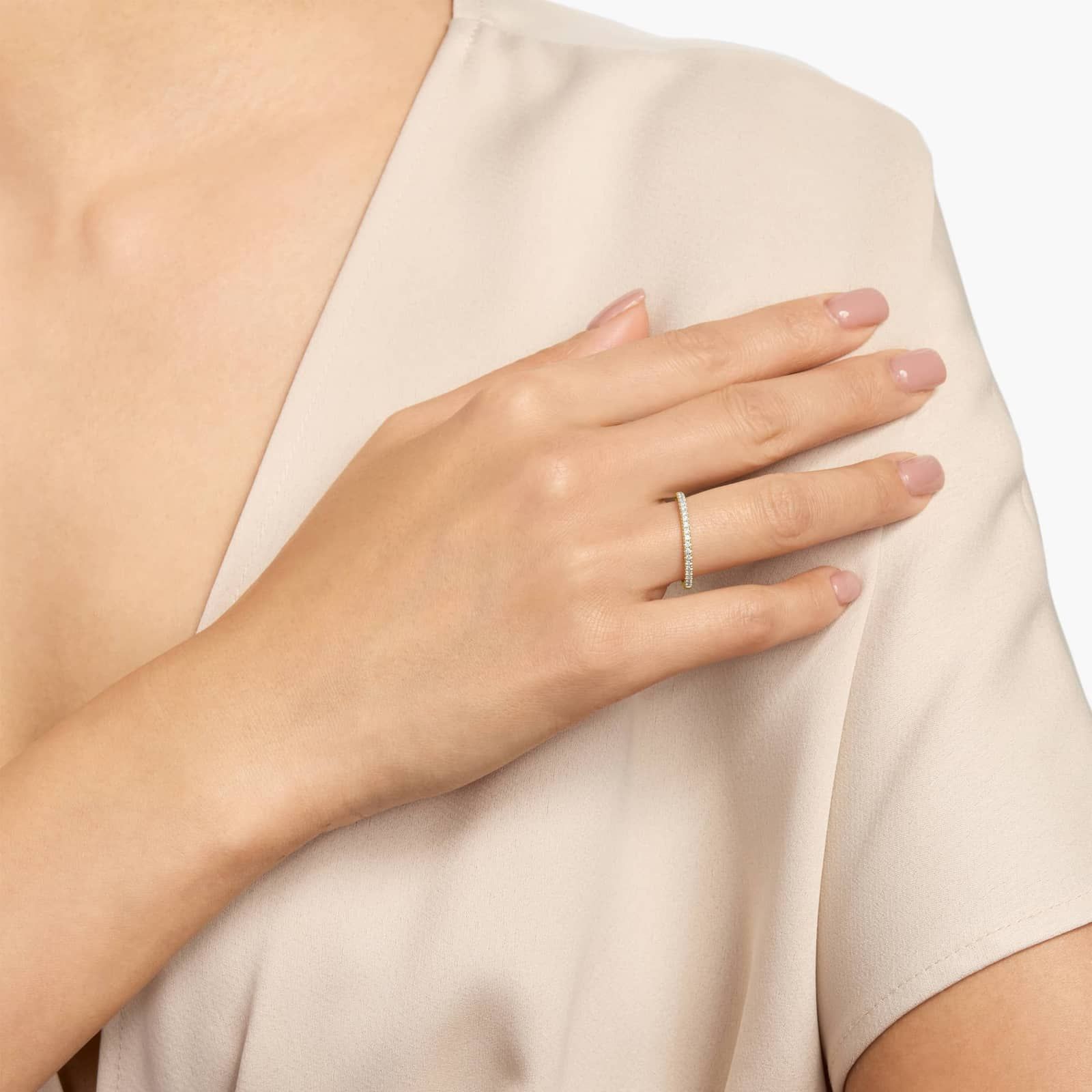 Riviera Pavé Diamond Ring in 14k Yellow Gold (1/4 ct. tw.) 4