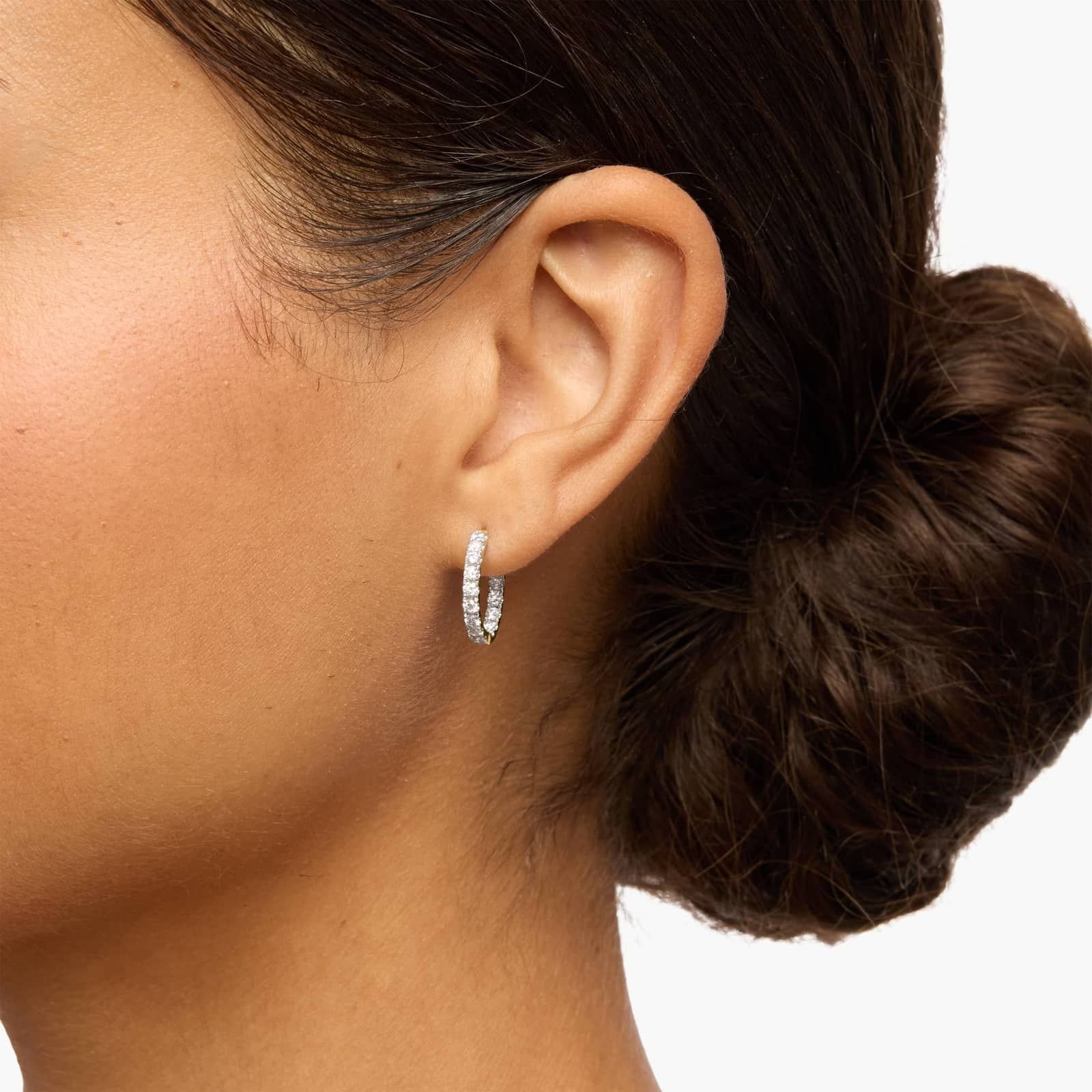 Inside Out Round Hoops, 1/2 Inch Diameter In 14K Yellow Gold (1 Ct. tw. - H-I / SI1-SI2) 3