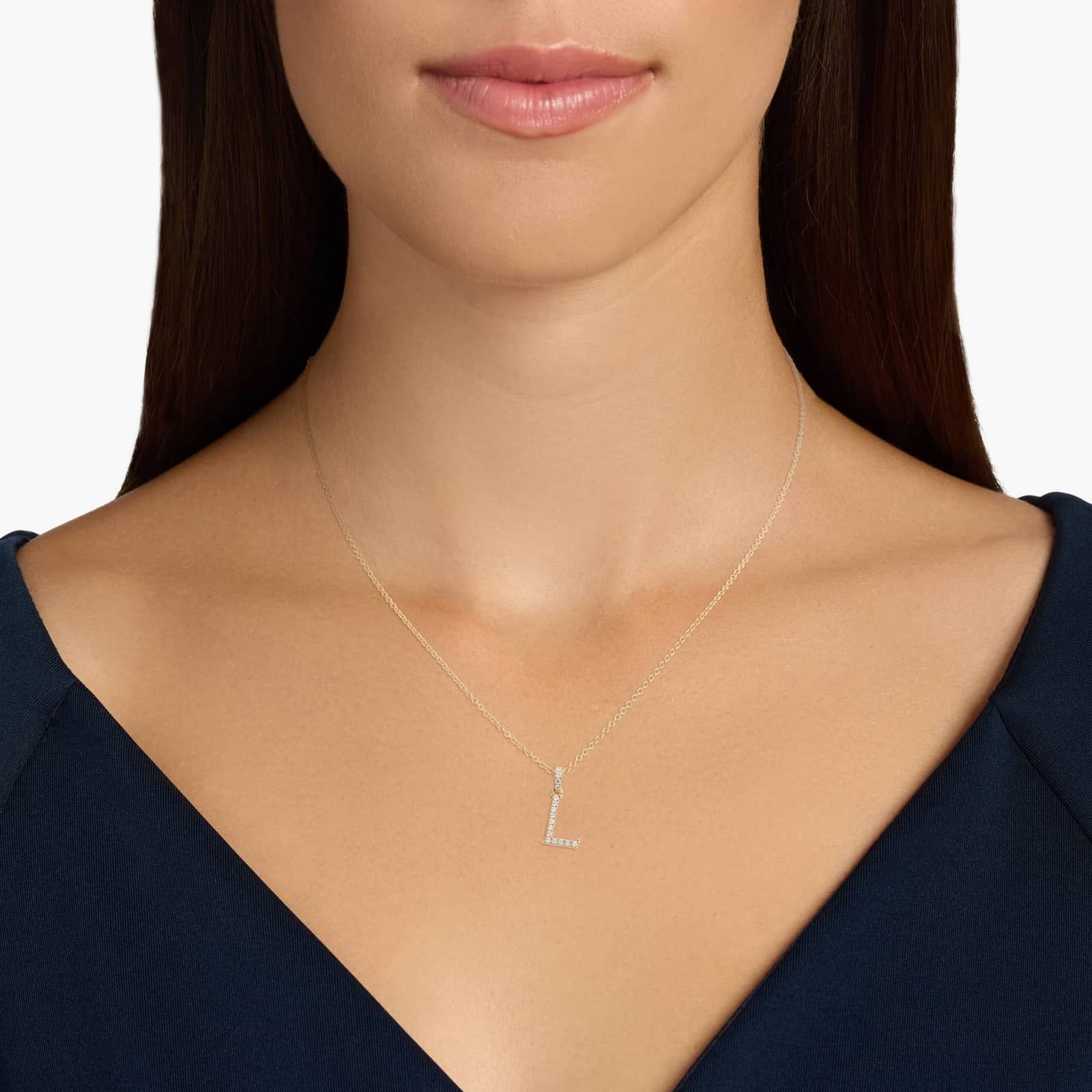 Lab-Grown Diamond Initial L Pendant Necklace In 14K Yellow Gold 3