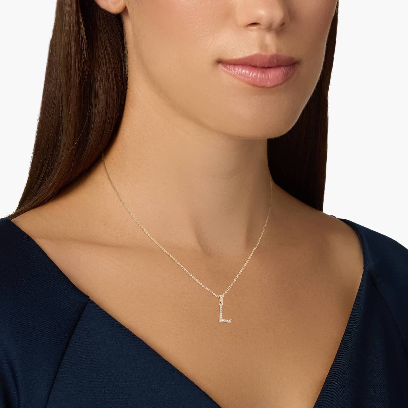 Lab-Grown Diamond Initial L Pendant Necklace In 14K Yellow Gold 4