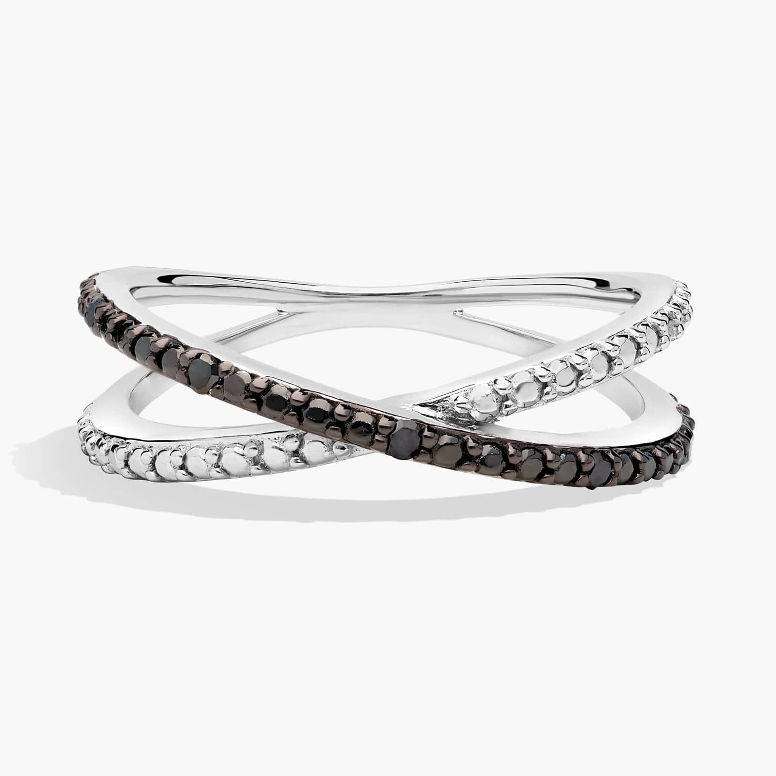 Black Diamond X Crossover Ring in Sterling Silver with Black Rhodium